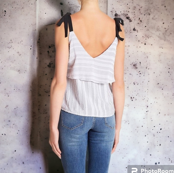 ELODIE RIBBON TIE LAYERED CAMI, BLUE NWT L - Picture 2 of 9